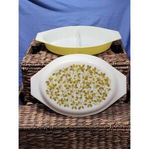 VINTAGE Pyrex VERDE OLIVE GREEN #36 Casserole Dish w/LID 1.5 QT Cinderella